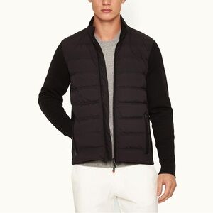 Orlebar Brown Black Wallace Down Fill Merino Knit Sleeve Jacket Size Large